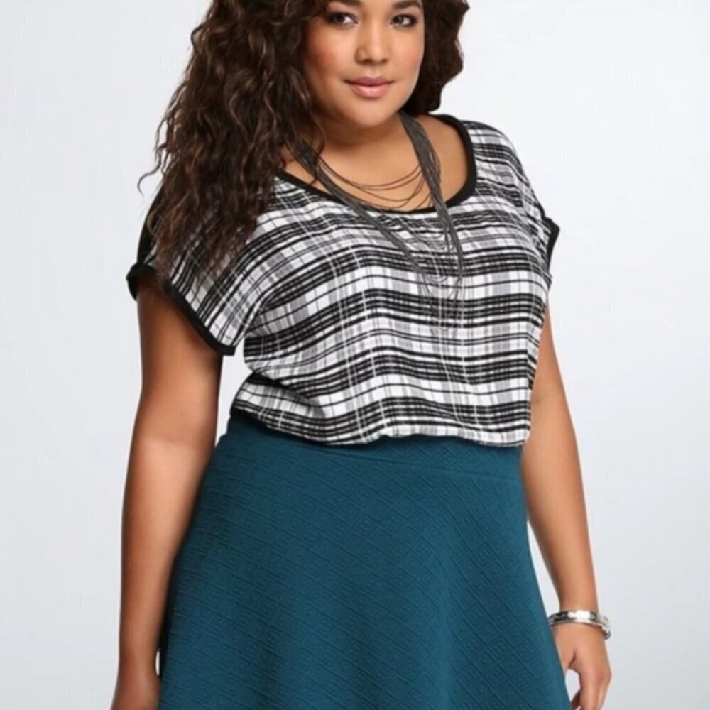 Plaid Cap Sleeve Blouse